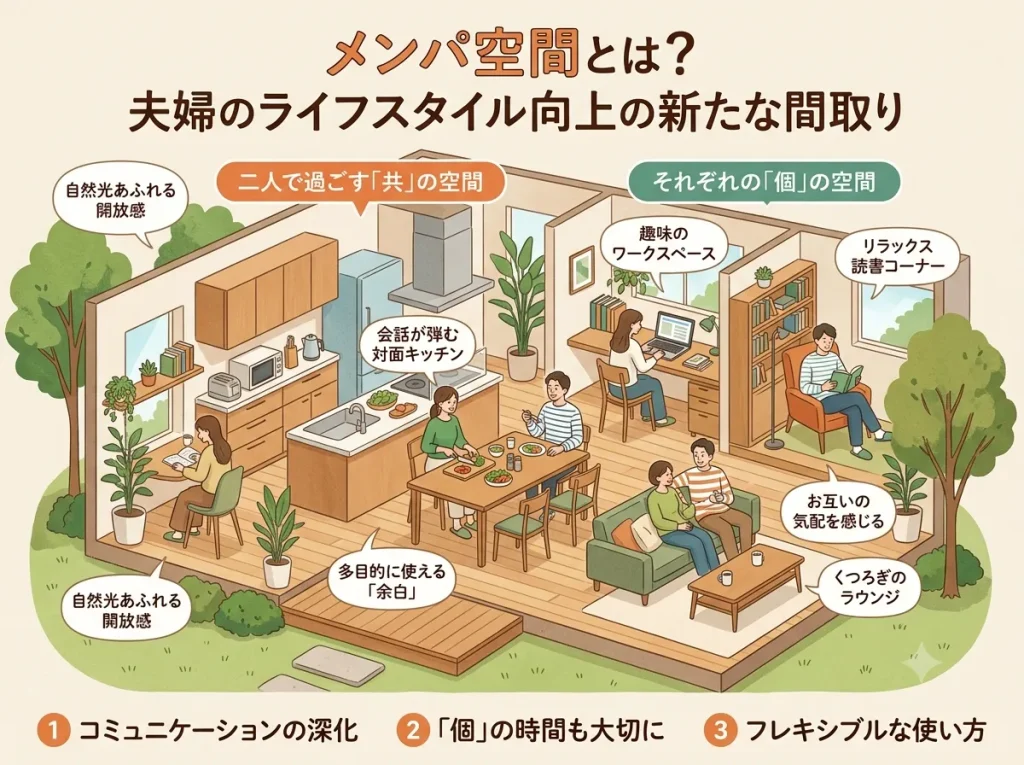 メンパ空間とは？夫婦のライフスタイル向上を実現する新しい間取りの考え方