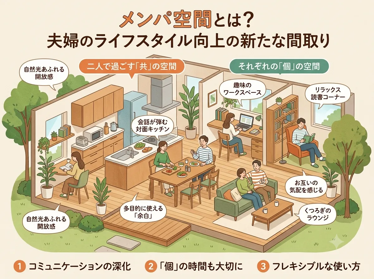メンパ空間とは?夫婦のライフスタイル向上を実現する新しい間取りの考え方